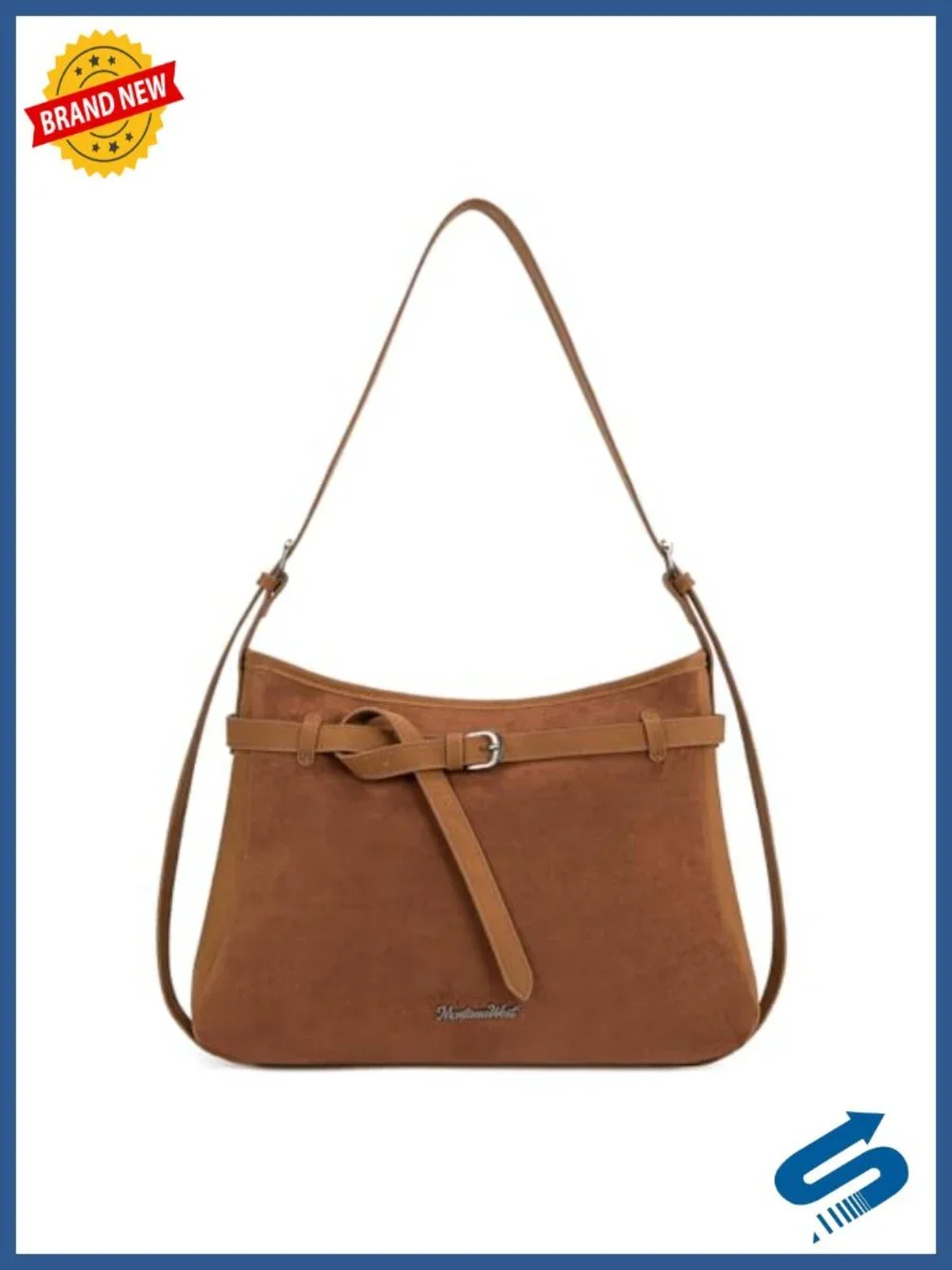 Women's Soft Faux Suede Slouchy Hobo Shoulder Bag with Adjustable Strap
